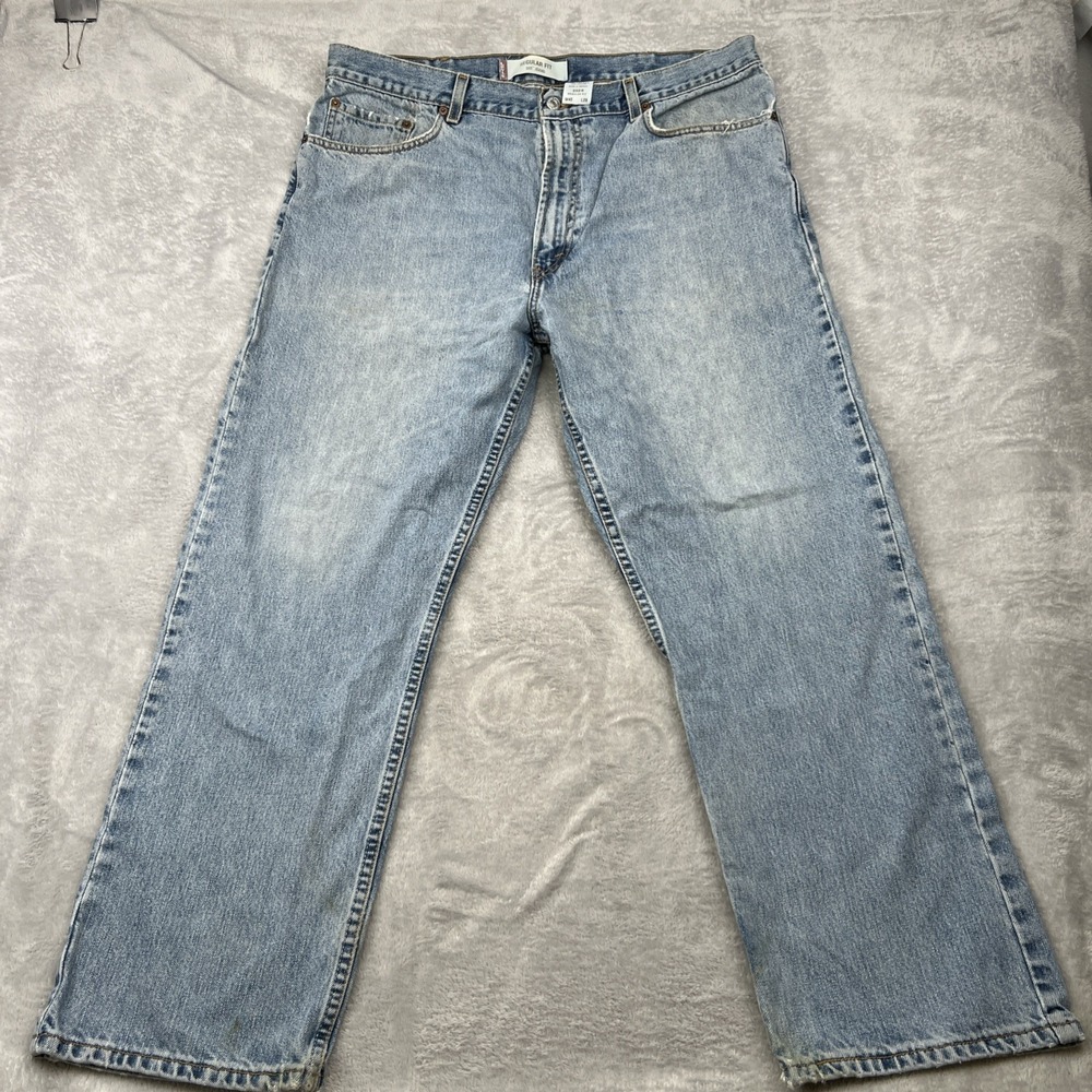 Levis 505 Jeans Mens 40x29 Blue Medium Wash Denim Cotton Logo Straight Leg
